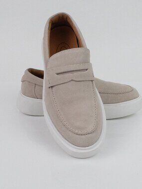Journey West Women's Suede Penny Loafer Sneakers Size 7.5 Beige Cream Slip On